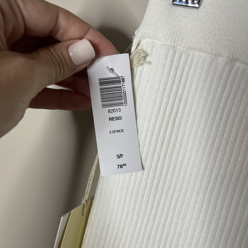 NWT Aritzia Wilfred Reso High Waisted White Ribbed Mini Skirt Minimalist Neutral - Picture 7 of 9